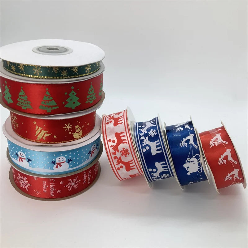 Heat Transfer Sublimation Custom Grosgrain Ribbon Printed 38mm 50mm 75mm DIY Hair Bows Gift Wrapping Cartoon Christmas Ribbon