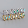 SP New Arrived Wholesale Square Diamond Hoop Earrings S925 Silver Made Crystal Turquoise Hoop Earrings