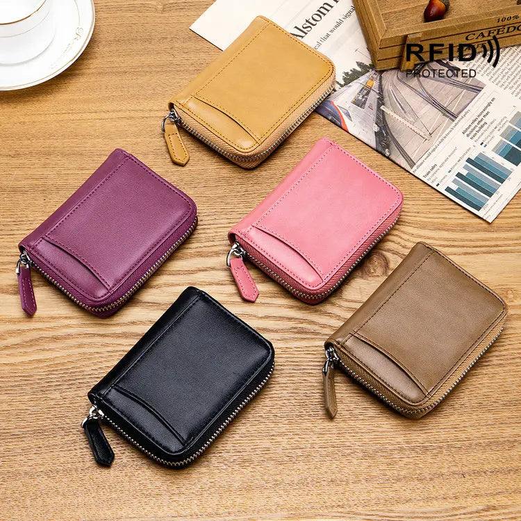 Luxury Cow Zipper Cute Small Mini Pocket Change Coin Bag Purse Pouch Case Holder Kid Girl Women Genuine Leather Luxury Storage