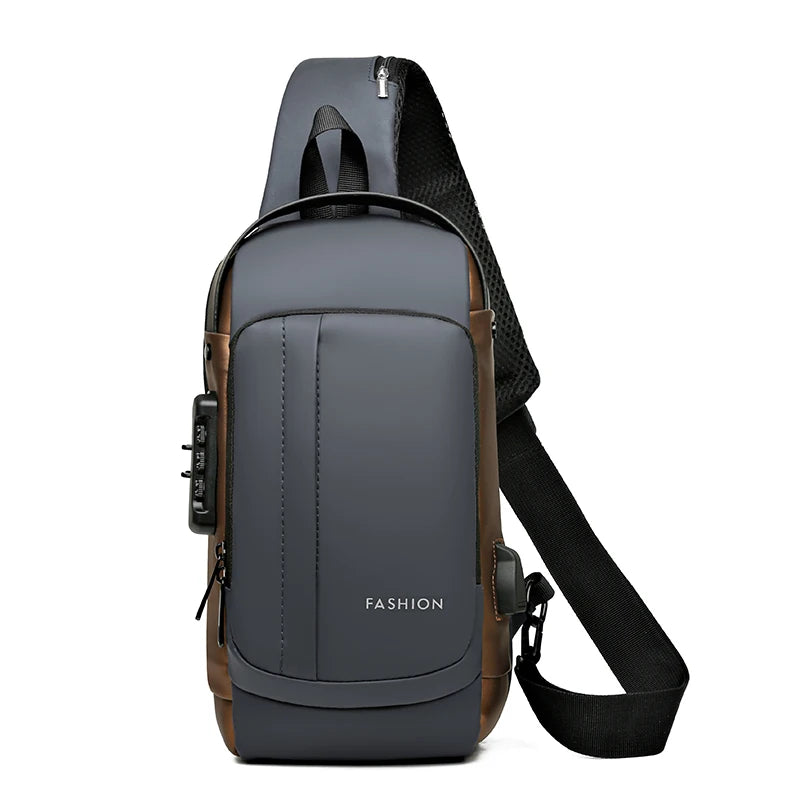 Business Fashion Waterproof Cell Phone Bags Combination Lock & Anti-theft Chest Bag with Waterproof Feature for Summer