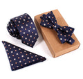 New Mens Necktie Sets Tie and Pocket square Bow Tie Set 3pcs Bowtie Set Stripe Mens Black Neck Ties and Handkerchief Man Gift