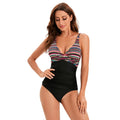 HT-2069 Women's One-Piece Plaid Solid Print High Leg Beachwear Swimwear Anti-UV Breathable Fabric Removable Padded Front Retro