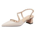Rivet High-heeled Shoes Baotou Sandals Women's New Mid-heel Pointed Toe Thick-heeled Summer Popular Dropshipping