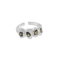 Handmade Geometric Irregular Zirconia Open Rings for Women 925 Sterling Silver Rings Fine Jewelry