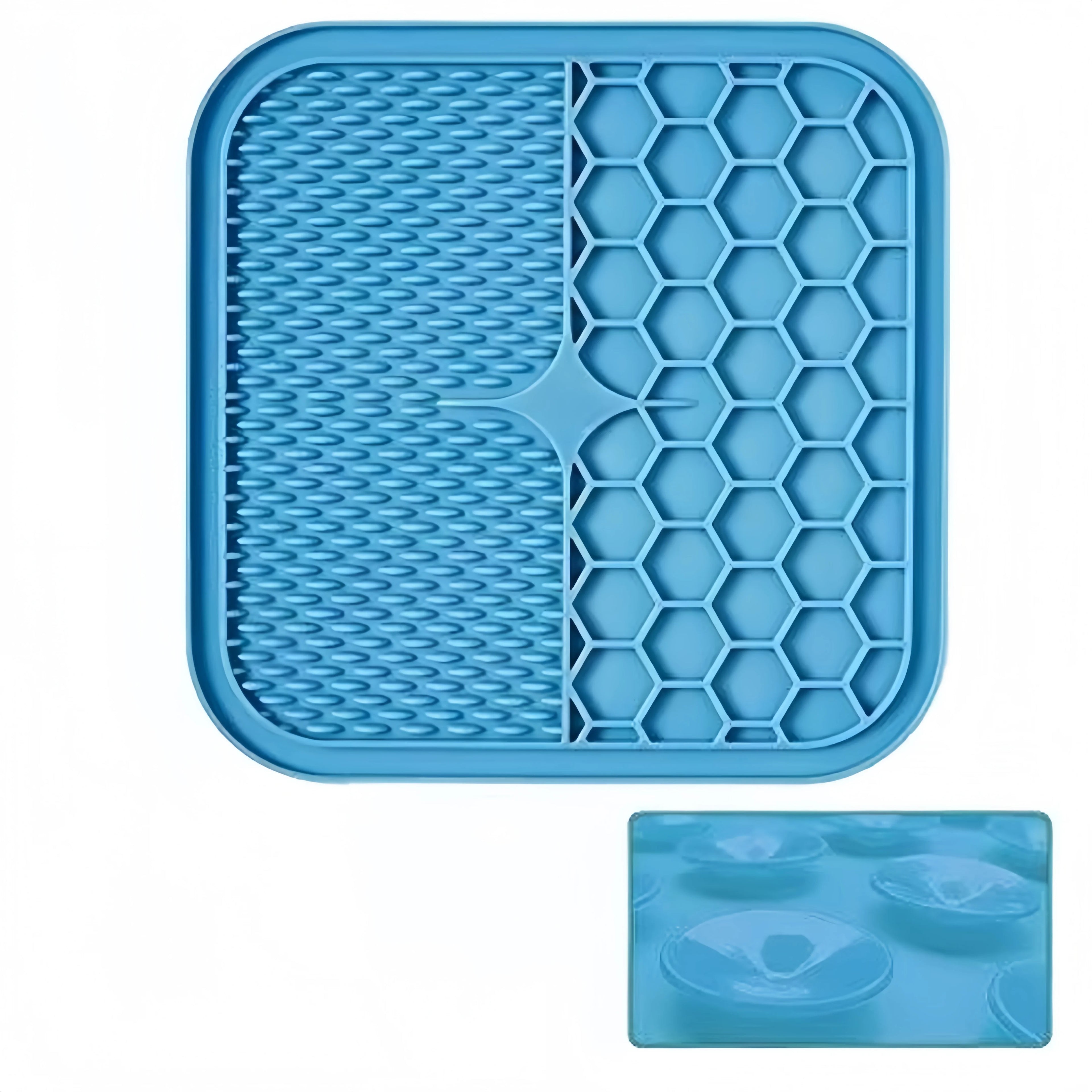 Blue Pawprint Silicone Eco-Friendly Waterproof Pet Dog Lick Pad Mats with Peanut Butter & Love Style Bowls & Feeders