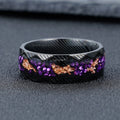 POYA Vintage Style 8mm Purple Gravel Gold Foil Inlay Black Steel Ring Rose Gold Oval Cut Stainless Steel Fashion Jewelry Ring