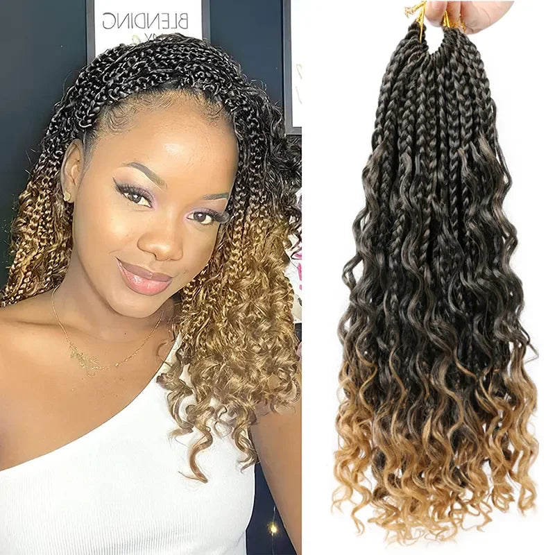 14/22Inch Boho Goddess Box Braids Crochet Hair Box Braid Crochet Locs Bohemian Crochet Hair Extension