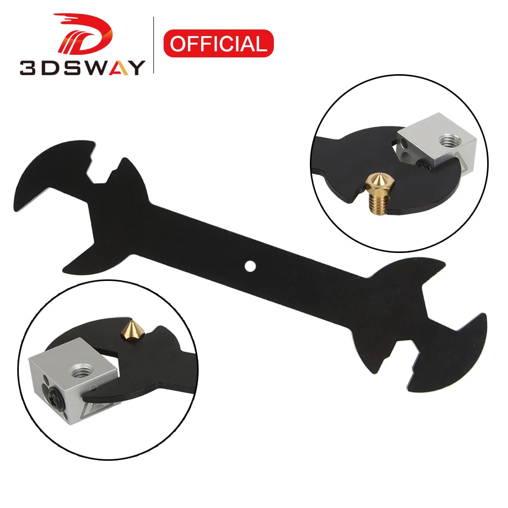 3DSWAY Five-in-One Wrench Utility Tool for 3D Printer Repair Includes E3DV6 MK8 Nozzle Screw Heating Block 38g