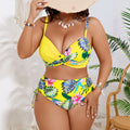 STOCK 6Colors Women Plus Size Swimwear Underwire Push up Swimsuit Drawstring High Waist Bikini XL-4XL