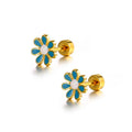 Hypoallergenic Cute Flower Stud Earrings - Women's Stainless Steel Nickel-Free Ear Studs for Daily Wear