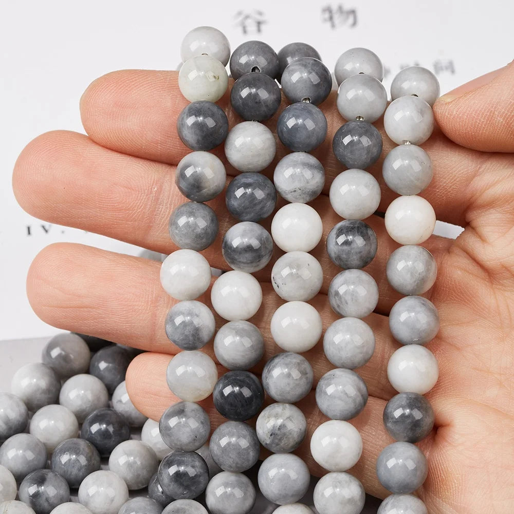 Natural Round Hawkeye Agate Gemstone Beads Loose Beads Stone Energy Spacer Beads Beads for DIY Charm Bracelet Necklace