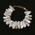 Aimgal Fine Jewelry Personality Natural Pearls Bracelet Freshwater Square Baroque Style for Women Brass Plated 18k Gold