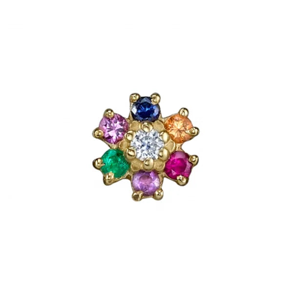 LOZRUNVE 925 Sterling Silver Gold Dainty Jewelry Women Small Rainbow Flower Stud Earring