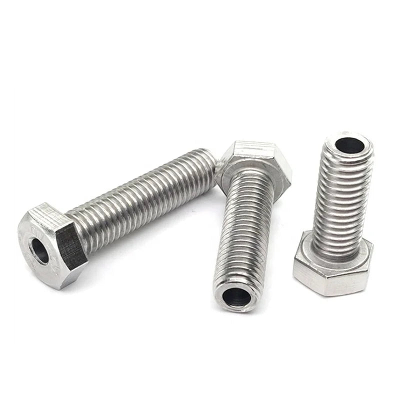 304 Stainless Steel DIN Standard Plain Finish Hollow Screw Outer Hex Bolt Threading Hole Screws M4-M20