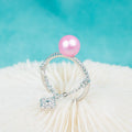 R030587 DIY 6-8mm Natural Freshwater Pearl Ring Accessory 925 Sterling Silver Adjustable Size Engagement Jewelry Ring for Women MegaBDM