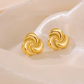 Dazan New Wave Trendy 18k Pvd Gold Plated Stainless Steel Vintage Eternal Flower Twist Dancer Earrings Elegant Lady Jewelry