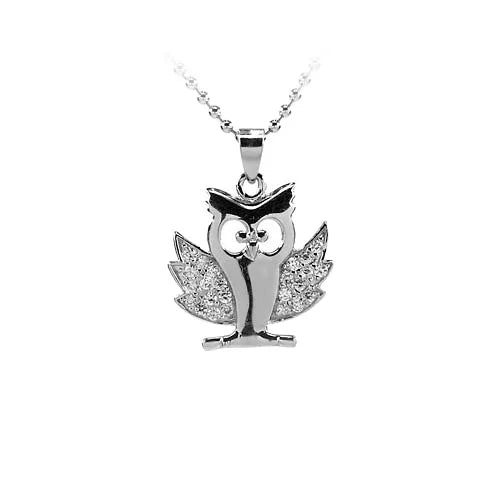 Women 925 Sterling Silver Cross Charm Necklaces Owl Pendant Charm Cute Animal Jewelry