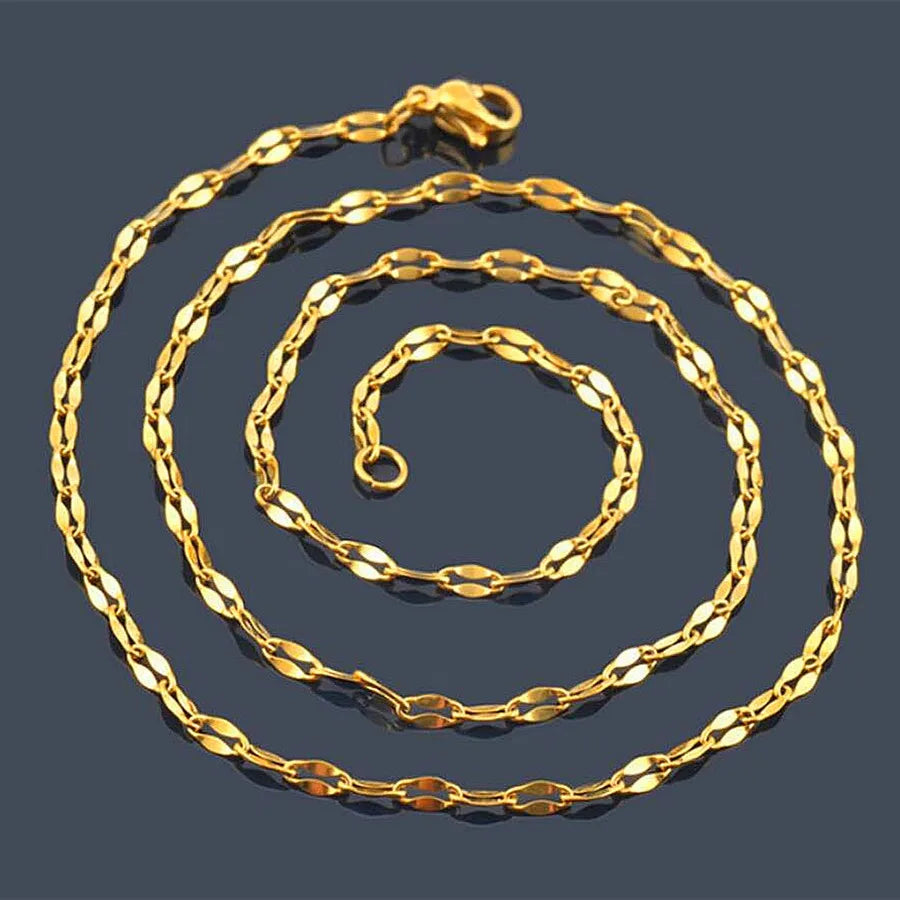 Fashion Simple Long Link Chain Stainless Steel Women Lips Necklace Stainless Steel Gold Chain Jewelry Clothing Necklace