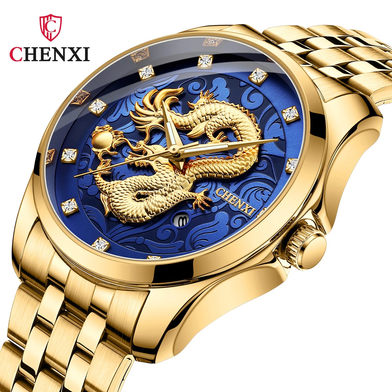 Chenxi 8220 Top New Luxury Men Wrist Watches Man Golden Quartz Male Fashion Wrist Watch Waterproof Clock Relogio Masculino