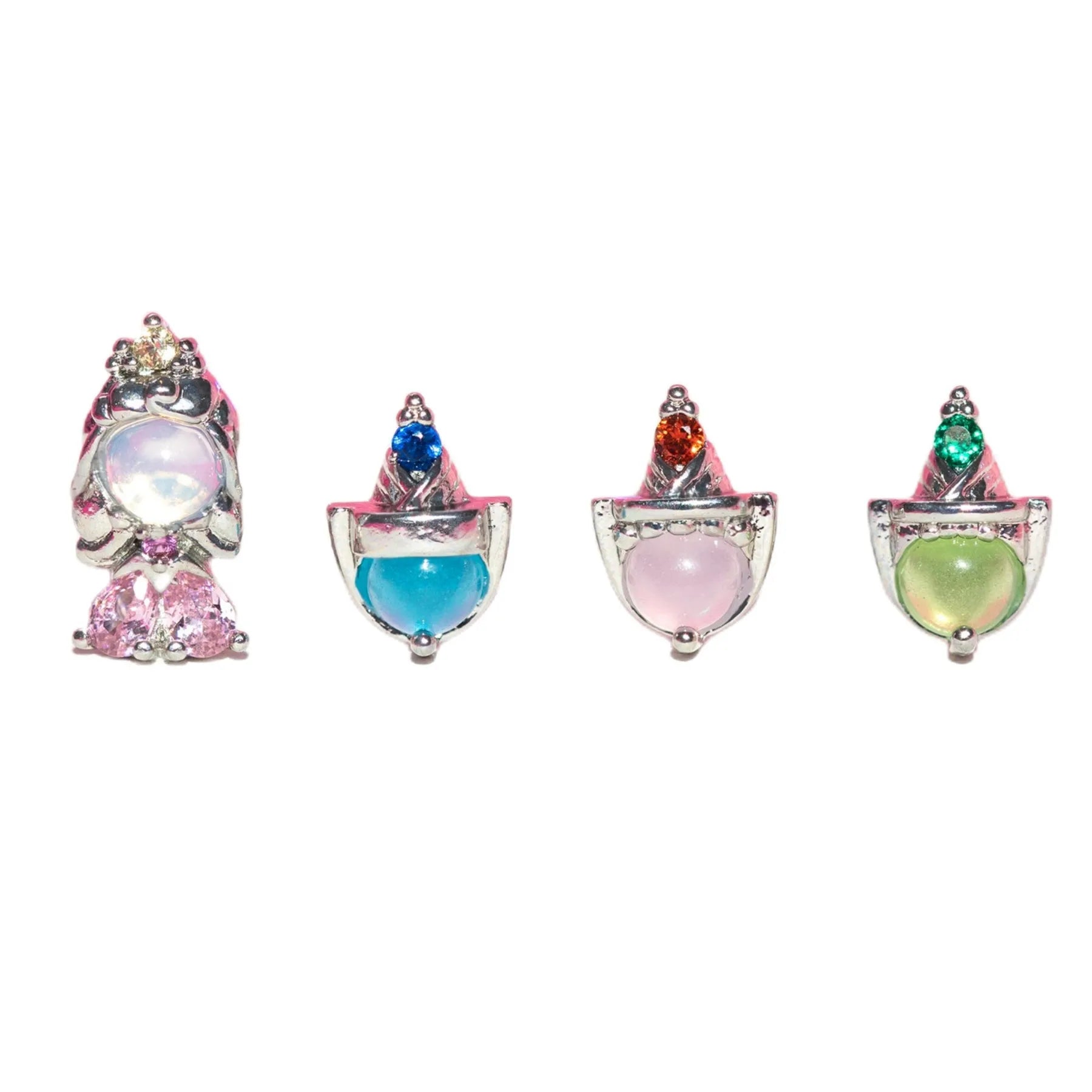 ZUOLA Fashion Jewelry Piercing Studs Earring 925 Silver Pin Shiny Zircon Fairy Tales Princess Figure Mermaid Earring for Girl