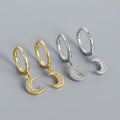 Fashion Ins 925 Sterling Silver Minimalist Cute Moon Shape Hoop Earrings for Women Jewelry