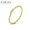 CZCITY Girl Trendy Bling Cute 925 Silver Sterling Woman Finger Micro Zircon Gold Diamond New Fashion Ring
