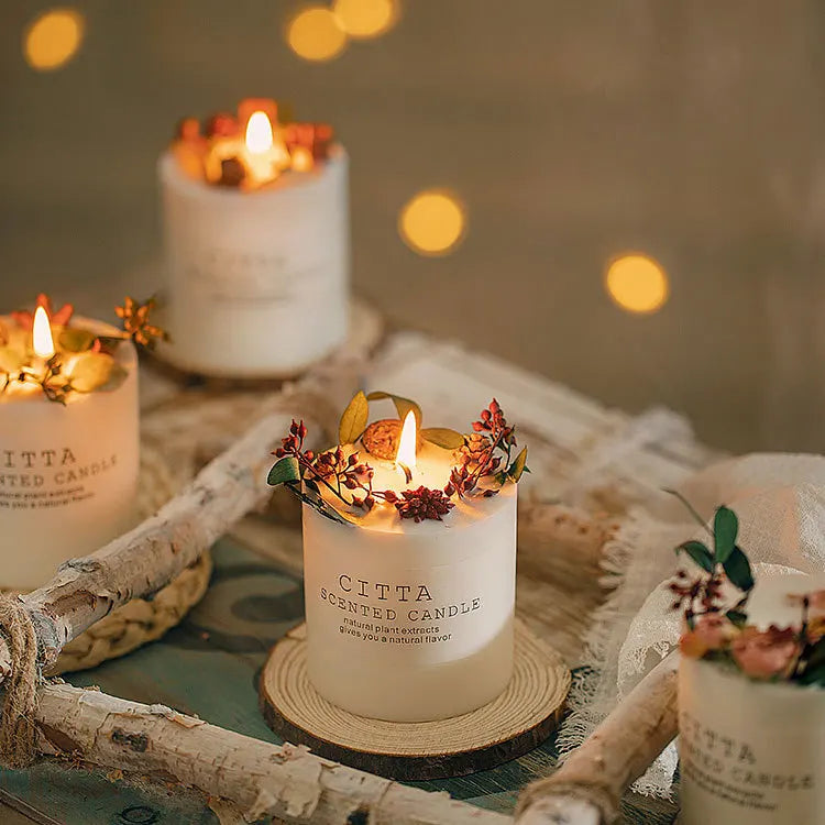 Private Label Vegan Flower Aromatherapy Candles Soy Wax Luxury Aroma Custom Scented Candles for Home Decorative