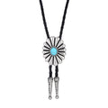 Hot Sale Men's Western Cowboy Bolo Tie Necklace Fashionable Natural Turquoise with Gold Plating for Parties