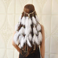 Latest Hairband Designs Leather Rope White Feather Headbands Wood Beads Bohemian Hair Accessories