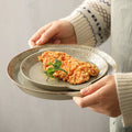 10inch Japanese Style Ceramic Clay Round Handmade Shallow Western Food Sushi Pasta Salad Dinner Plate Dish Home Dinnerware Set