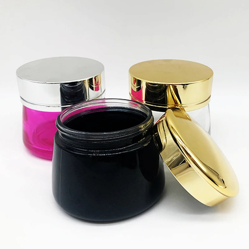 Cream Jars Cosmetic Packaging Facial Mask 100g Cream Jar Manufacturer Gold Silver Aluminum Lid Clear Glass Customized 10pcs