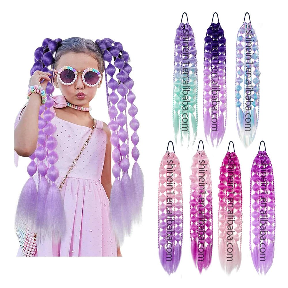 Wholesale 24inch Synthetic Handmade Bubble Braids Ponytail Hair Extension Ombre Colorful Twist Jumbo Braiding