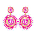 Seed Beaded Earrings for Women Summer Beach Boho Statement Dangle Earrings Handmade Pink Beads Earrings Jewelry