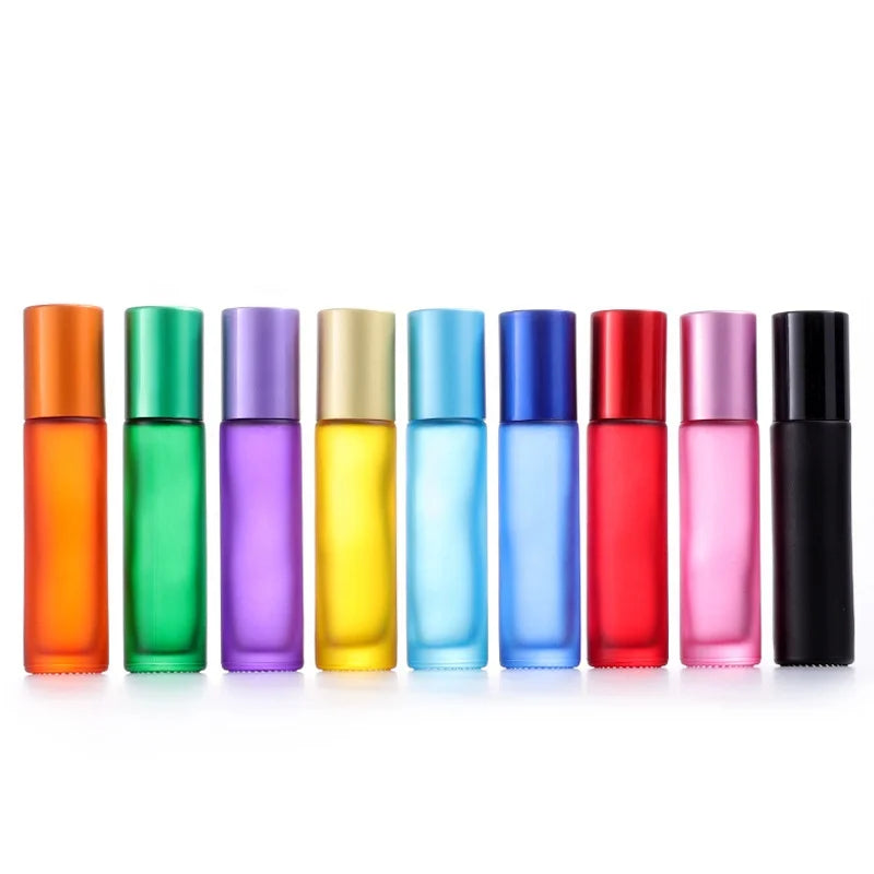 LZ Pack Stock 100pcs 5ml 10ml Round Glass Frosted Eye Cream Bottle Custom Private Label Essential Oil Roller Bottle