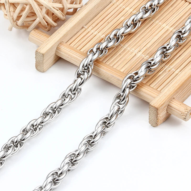 Thick Rope Chain for Men Women Hip Hop Style 304L Titanium Stainless Steel Chains Waterproof Link for DIY Necklace and Bracelets