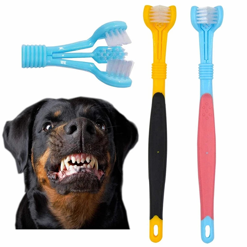 Three Sided Pet Toothbrush Suitable for Cats and Dogs Brush Addition Bad Breath Tartar Teeth Care Cleaning Mouth Dog Toothbrush