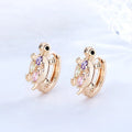 Hot Sale Trendy Women Ear Lobe Piercing 18K Gold Cubic Zirconia Cute Turtle Diamond Huggie Earring