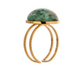 JINYOU 013 Wholesale Charm Fashion Stainless Steel Plated 18K Gold Natural Stone Open African Turquoise Ring Adjustable Jewelry