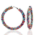 HOVANCI 2020 New Arrival Simple Personalized Multi Color Raw Gemstone Hoop Earrings Beaded Circle Earrings Fashion Jewelry