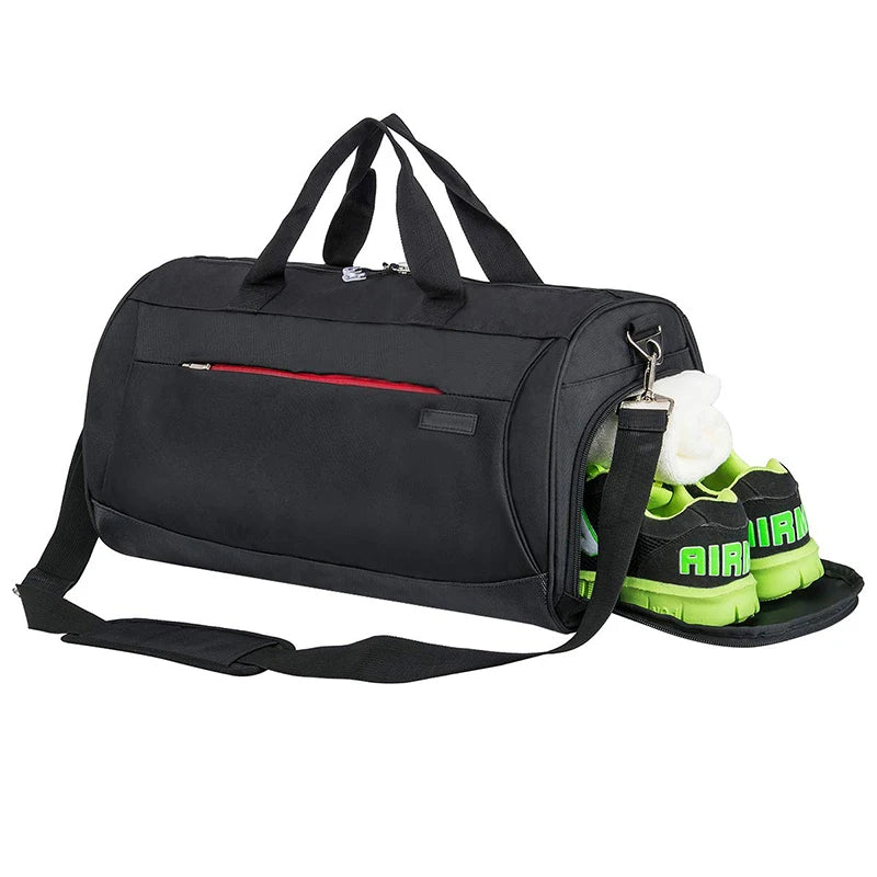 Custom Printed Korean Style Lightweight Nylon Duffle Bag Breathable & Zipper Closure for Gym Sports Travel-Black for Men & Women