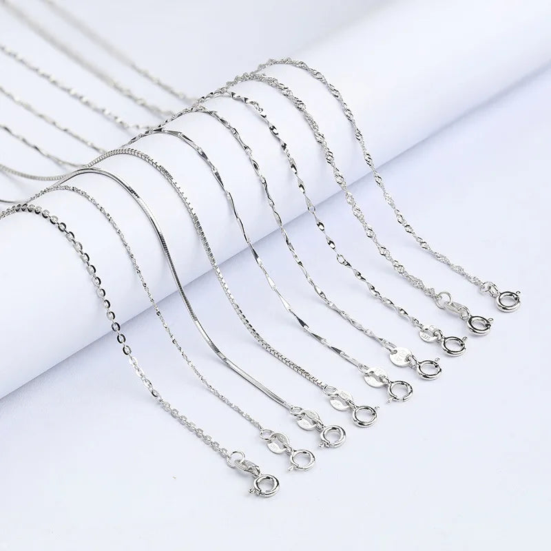 Free Shipping Wholesale Price Box Oval Twist Snake Starry Wave 925 Sterling Silver Chain