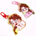 Custom Holographic Cartoon Acrylic Keychain Glitter Epoxy Acrylic Keychain Mobile Phone Charms