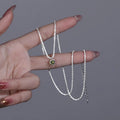 Fine 925 Sterling Silver Rhodium Plated Olive Green Zircon Trendy Wedding Pendant Women's Necklace