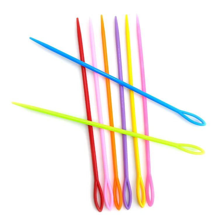 Hot Sale 200Pcs/Bag 15cm Colorful Plastic Knitting Needle Sewing Yarn Needles for Hand Knitting Yarn