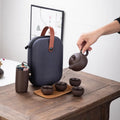 Purple Clay Tea Cups Ceramic Portable Teapot Set Outdoor Travel Zisha Tea Cups Tea Ceremony Teacup Fine Gift Kung Fu Teaware Set