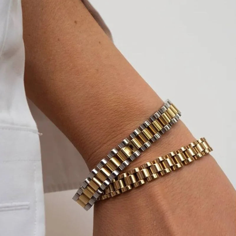 Trendy Hypoallergenic Jewelry Stainless Steel  Watch Bands Strap Chain Bracelet Bracelets Sets for Women Jewelry