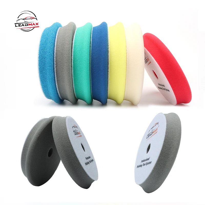 LEADMAX 5 Inch  3-Step Auto Foam Polishing Buffing Pads Black Yellow White Orange Blue Multi-Color Options Customizable OEM