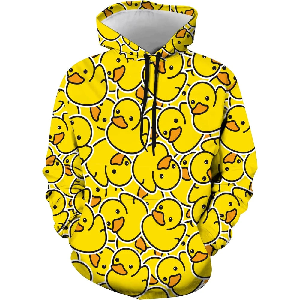 Fitspi Wholesale Custom Men Women Hoodie Yellow Duck Pullover Long Sleeve Hooded Pullover Sweatshirt Dropshipping