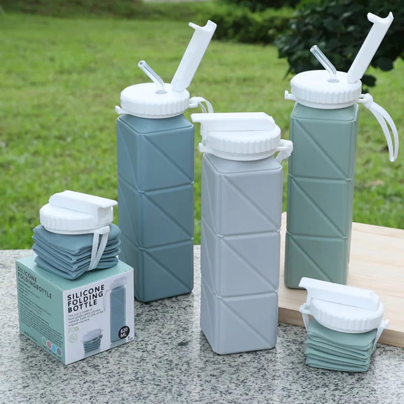 Unisex Custom Logo BPA-Free Foldable Silicone Water Bottle High Thermal Insulation Outdoor Sports Hiking Gym Use Food Commercial