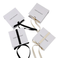 9.5*9.3*3.5cm Black Luxury Bracelet Necklace Flap Jewelry Boxes With Ribbon Cardboard Jewelry Boxes With Foil logo